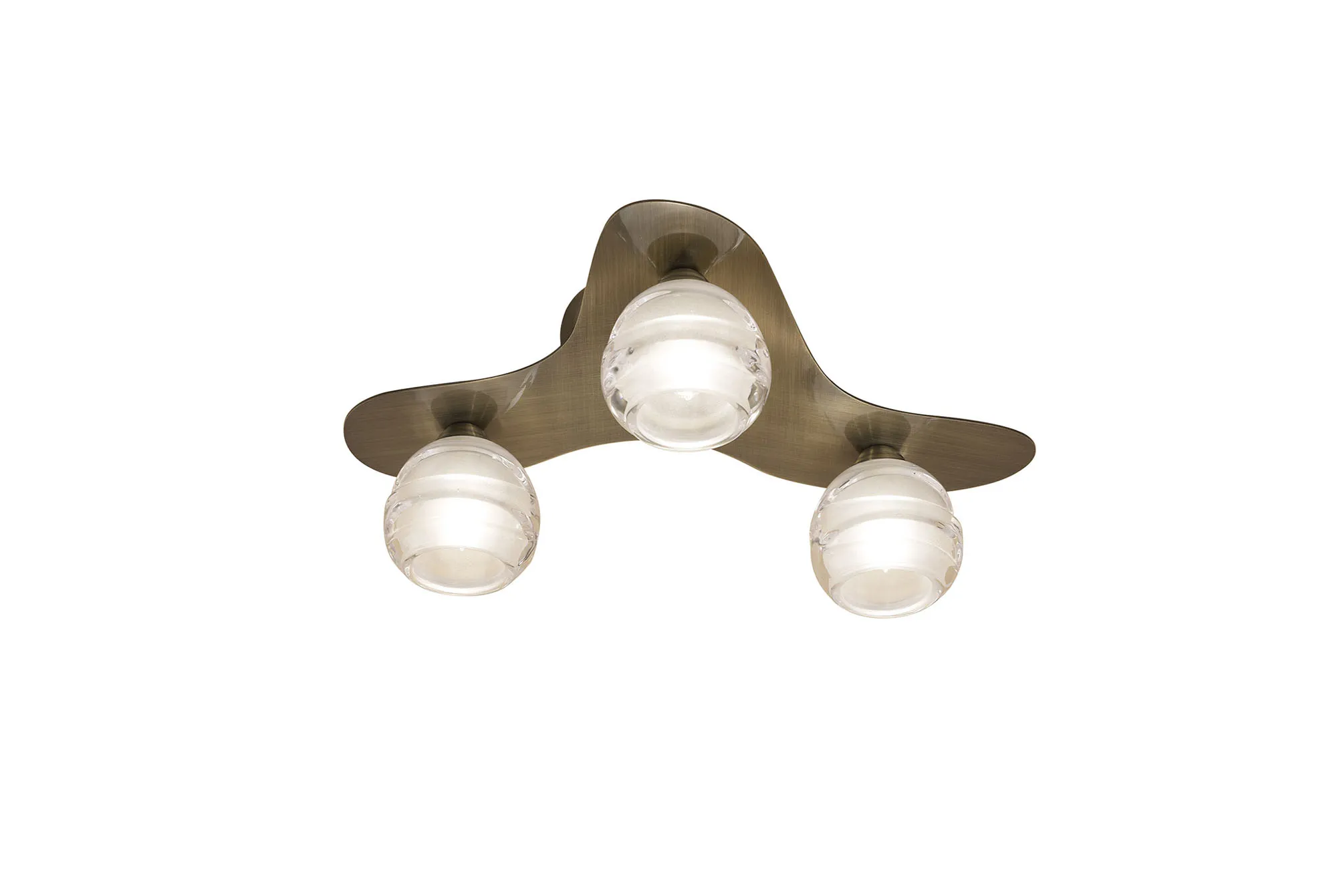 M1828  Loop  Flush Ceiling 3 Light Antique Brass